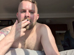 Verbal dirty talk, solo male jerking off, bearded bear