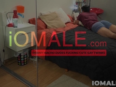 Latino twink Mateo takes control and bareback fucks sexy Damian
