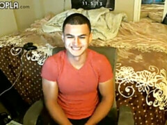 Latino dude jerking his dick like a madman