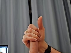 Straight guy wanking in bed whilst watching gay porn with cumshot