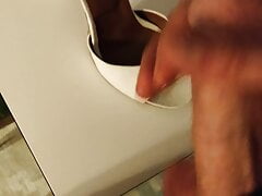 Sexy white heels cum