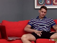 hunk with big cock solo on the sofa