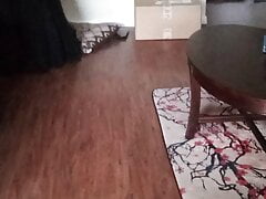 Girl's pretty homecoming gown shown off and cummed in