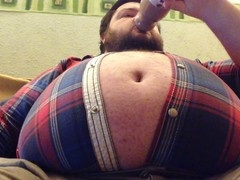 Solo chubby guy Hoggtubbs shows off his big belly and gay pipe