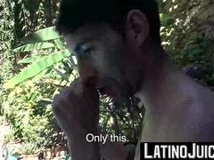 Crazy stud Ariel gets down on all fours to munch the handsome stud cleaning the pool