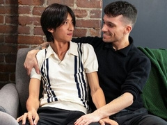 Jack Des Feux and Kazu fuck and scream on the couch