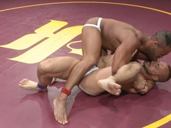 Anal wrestling between big men leads to creamy ending