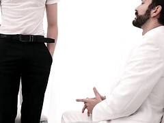 Fetish video with a shy mormon boy and the DILF elder