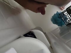 Hairy bear daddy shower solo jerk.