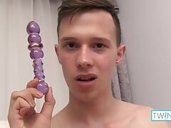 Slim Twink Aaron A Gets His Ass Dildo-Packed So Deliciously!