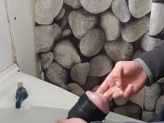 Farm hairy man on break ravages fleshlight on shower bury till jism
