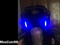 A stud shoots a load for the very first time from an automatic masturbator
