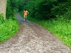 Naked running with huge cock