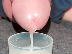 Extreme Closeup Huge Thick Load of Cum Edged Out Into Cup and Swallowed