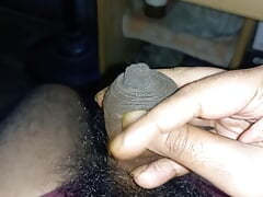 Horny indian Teen boy with phimosis dick jerking and cumming while wearing his step sister's panty