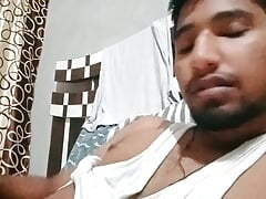 Handsome hot sexy man cock finger play