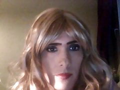 Crossdresser showing off in shorts