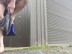 Naked slave completes Task 4 in public restroom - outdoor exhibition and golden shower!