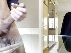 Big dick cum on glass table