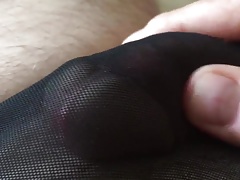 Cum in black stocking