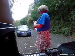 Car parked up, I strip and play with myself, he is watching ?