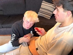 Gay hot guys, jerking off, blowjob while gaming