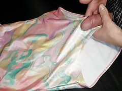 Swimsuit cum satin masturbation