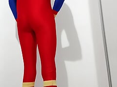 Having fun at home with my Superboy zentai costume