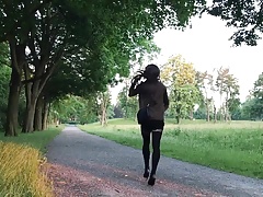 Crossdresser first time outdoor