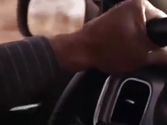 young boy suck in the car