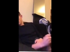 Cute guy jerks his big cock off 5