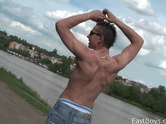 Petr Borek jacked off with his big balls in full view