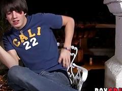 Hot twink teases with his firm ass and big cock