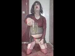 Urinating, soloboy, amateur-bisexual-crossdresser