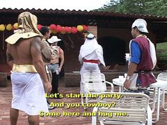 Young and cute gay men meet at a costume party and have a great fuck orgy