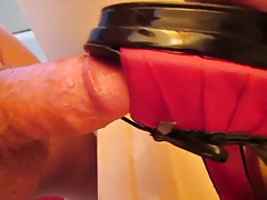 Jamming My cock in this tight peep hole