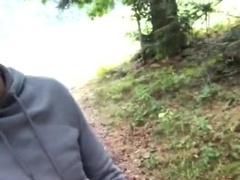 Rod peeing and nutting in the woods