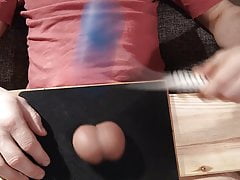 Black board, blue ball