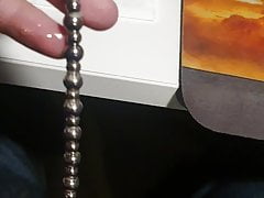 Penetrating my dick with beaded sound