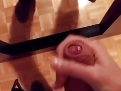 Jerks off infront of miror