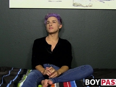 Cute twink toys with his big fat dong and moans for us too