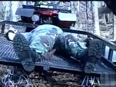 Soldier tickled in wood