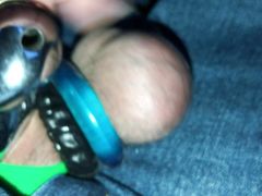Mistress Beats slaves balls with dildo while stretching his balls painfully