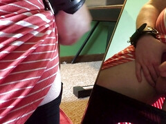 Sissy cumshots onto the mirror