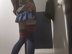 I try to look sexy but struggle get the fucking skirt off