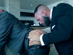 Insolent men in fancy suits fuck and share bareback XXX