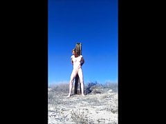 Tied to a pole