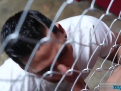 Hot Latin Homosapien gets a hot facial after assfucking with Hook-Up