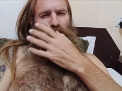 Jerking off, gay big balls, gay beard