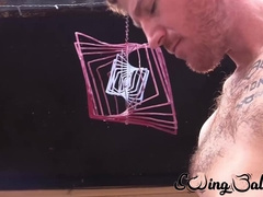 Josh drops his black boxer briefs to show off his impressive dick and hairy crotch